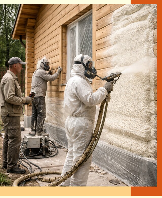 Утепление дома из бруса ППУ в Пыть-яхе от 3917 руб/м2 под ключ | ТепломастерПть